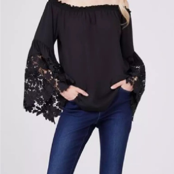 Joseph Ribkoff Off The Shoulder Lace Top Women's Sz 6 peasant boho Eye Lace VTG - Picture 1 of 13